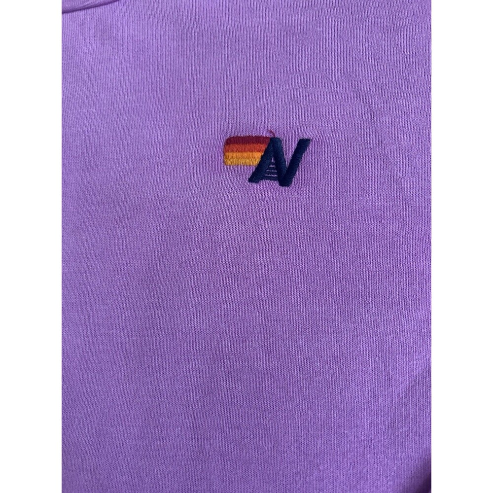 Aviator Nation Lavender Cropped Sweatshirt with Rainbow Stripe - Picture 4 of 9